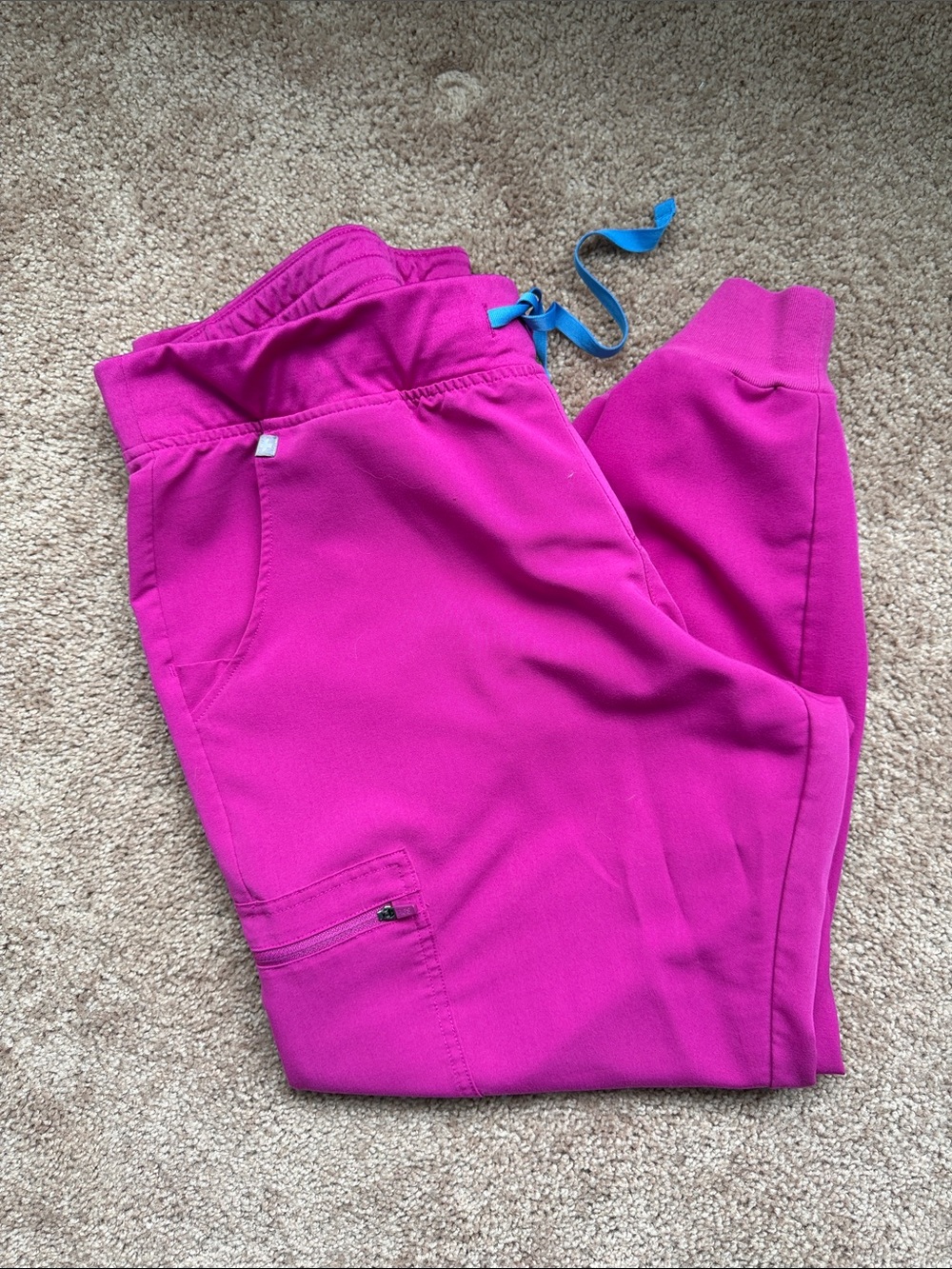 Figs Zamora Raspberry Sorbet  Jogger Pants with Blue Drawcord